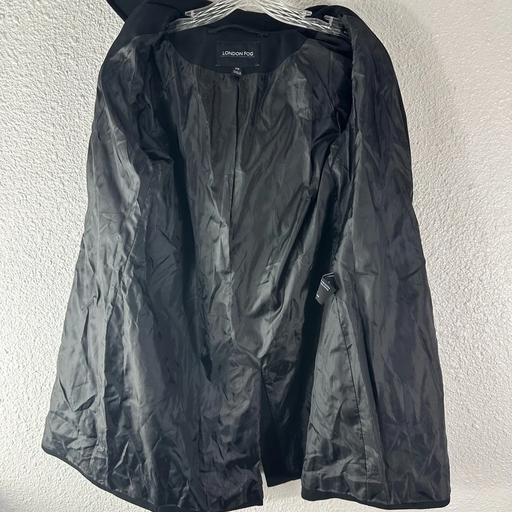 London Fog Hooded Rain Black Coat Toggle Button Removable Hood Size Petite Small
